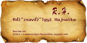 Rózsavölgyi Hajnalka névjegykártya